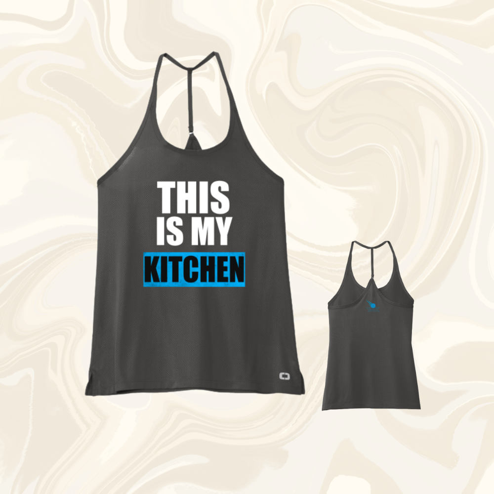 Ladies Wordmark Blue Logo Racerback Tank