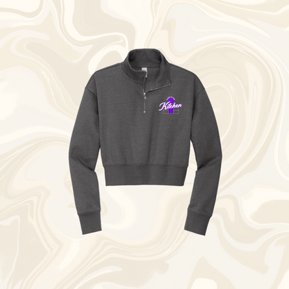 Ladies Cropped 1/4 Zip Purple Logo