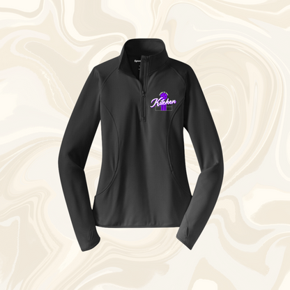 Ladies 1/4 Zip Purple Logo