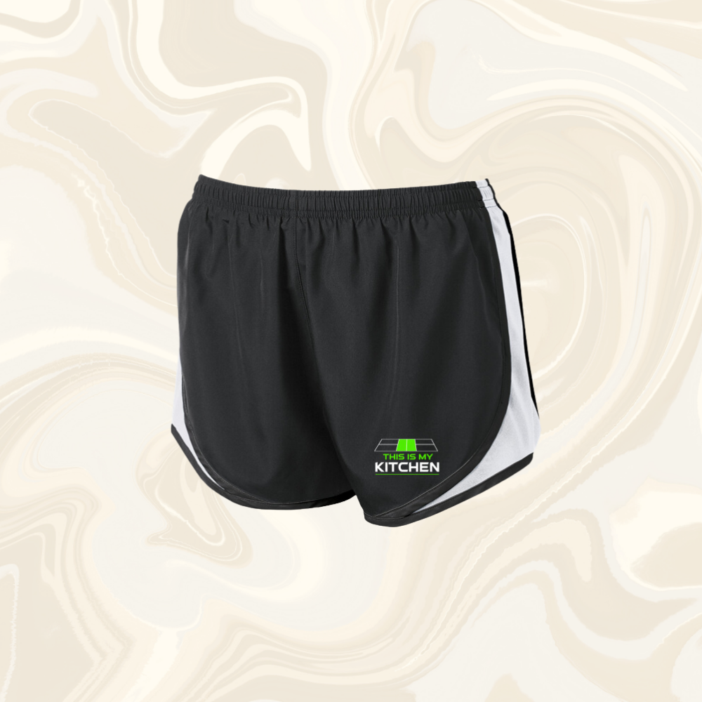 Ladies Running Shorts Green Logo