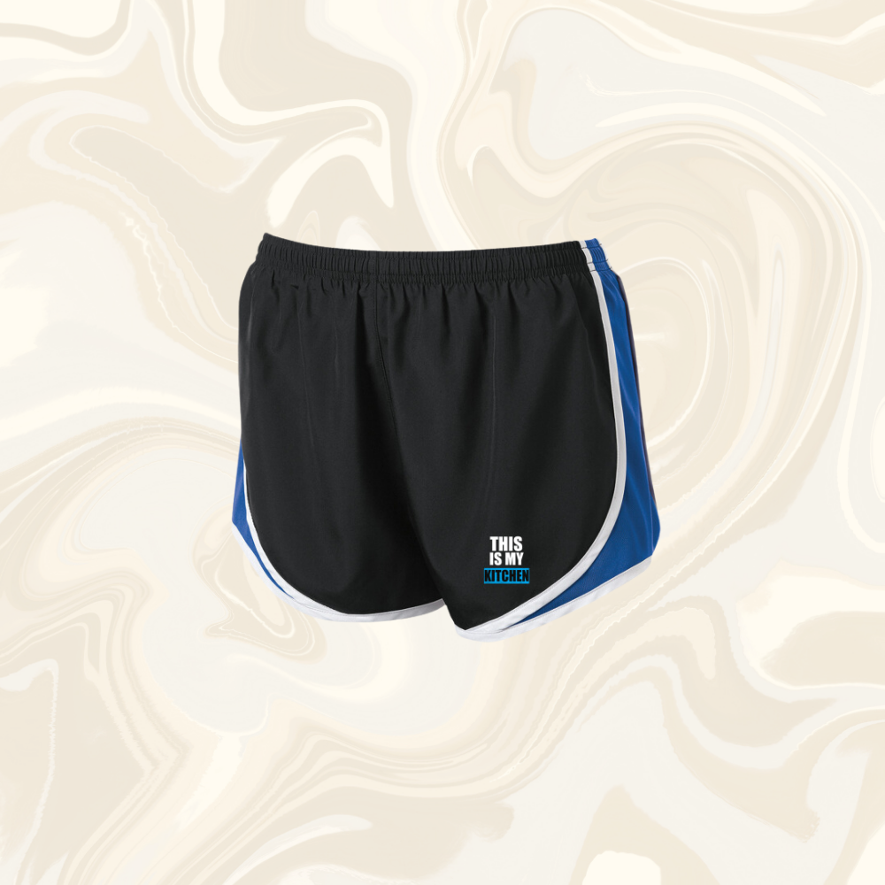 Ladies Running Shorts Blue Logo